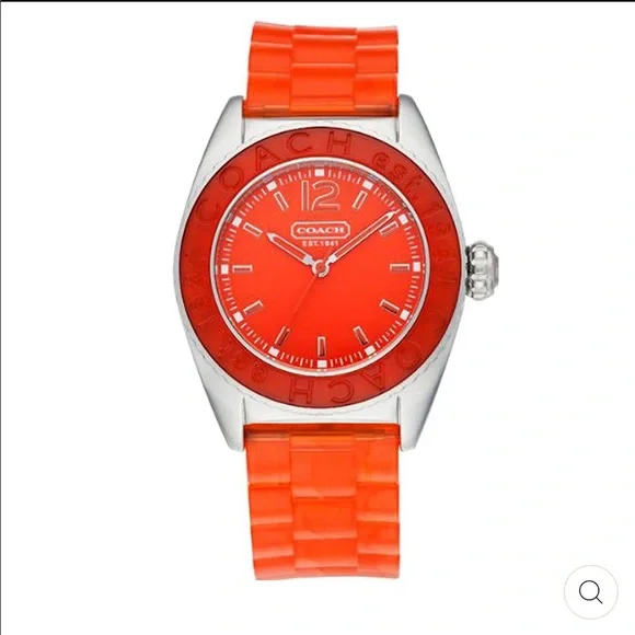 NEW Coach Ladies Watch Orange Silicon Jelly Strap Coach watch red barely worn | Mercari main image 2